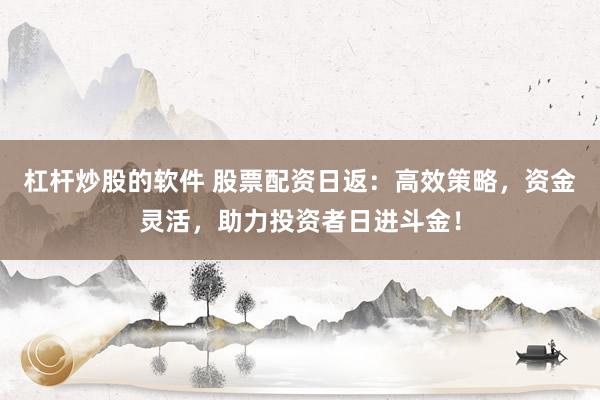 杠杆炒股的软件 股票配资日返:高效策略,资金灵活,助力投资者日进斗金!