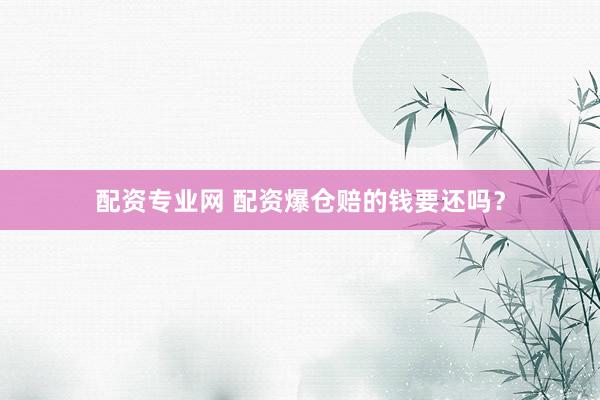 配资专业网 配资爆仓赔的钱要还吗？